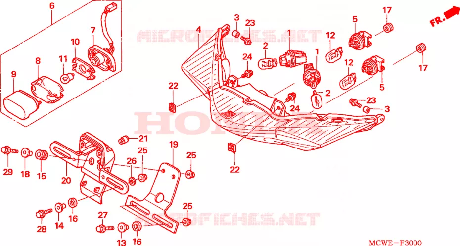 Feu Arrière Pour Honda VFR 800 VTEC - Occasion, Fonctionnel, Quelques Traces D'usure