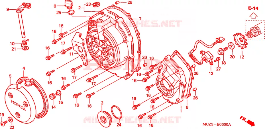 CARTER MOTEUR DROIT Honda MOTO 900 HORNET 2005  CB900F5