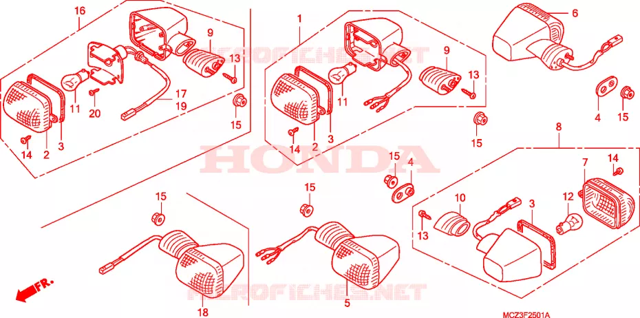 CLIGNOTANT (CM/U) Honda MOTO 900 HORNET 2003  CB900F3_A