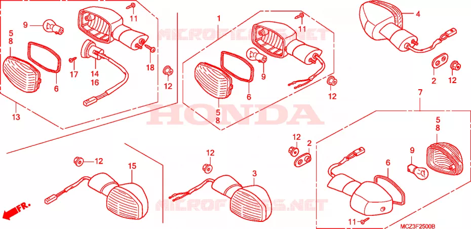 CLIGNOTANT (E/ED/EK/F/G/H/KO) Honda MOTO 900 HORNET 2004  CB900F4