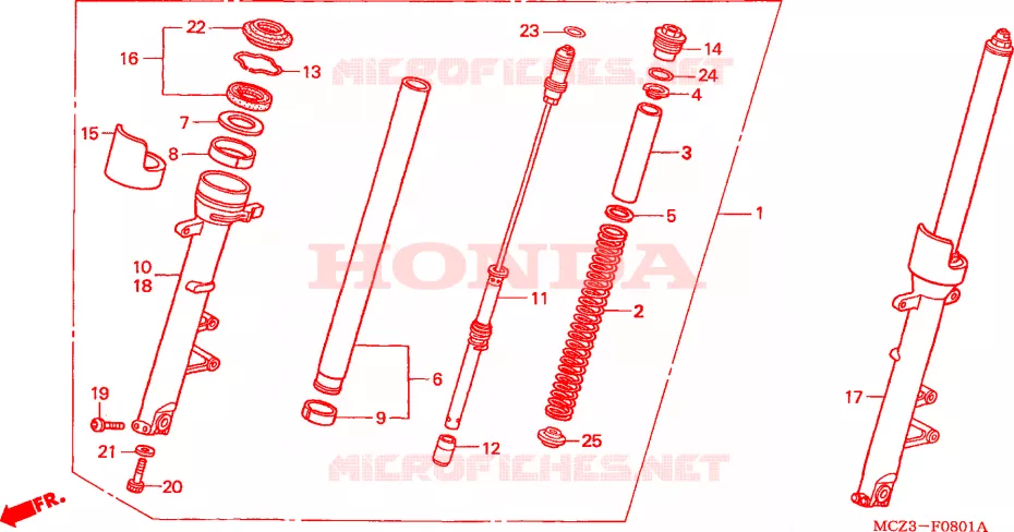 FOURCHE (CB900F4/5/6/7) Honda MOTO 900 HORNET 2004  CB900F4