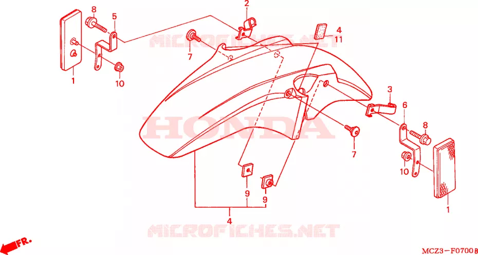 GARDE BOUE AVANT Honda MOTO 900 HORNET 2006  CB900F6
