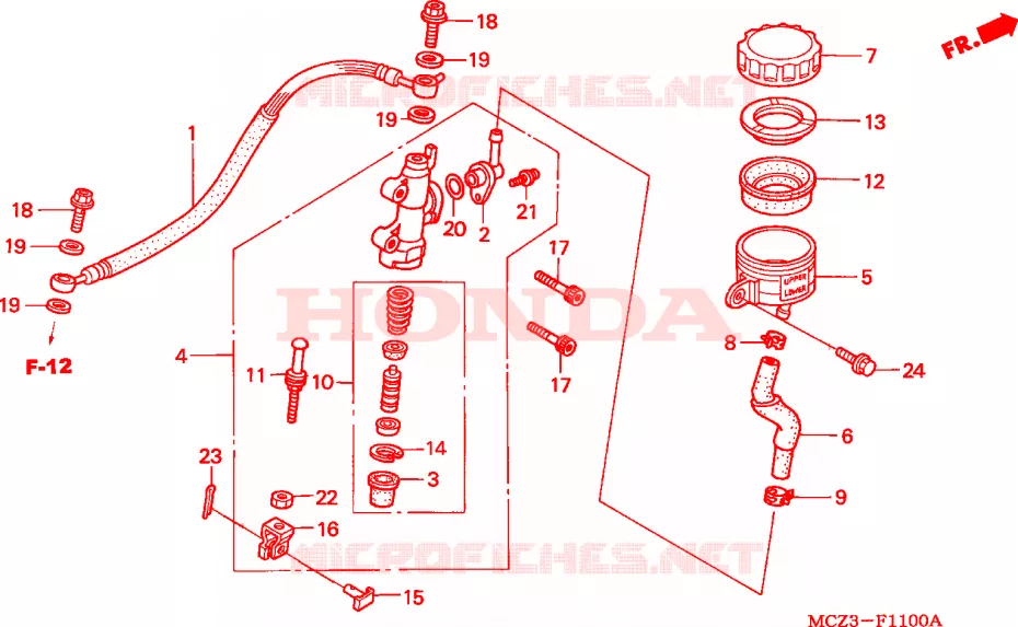 MAITRE-CYLINDRE DE FREIN ARRIERE Honda MOTO 900 HORNET 2006  CB900F6