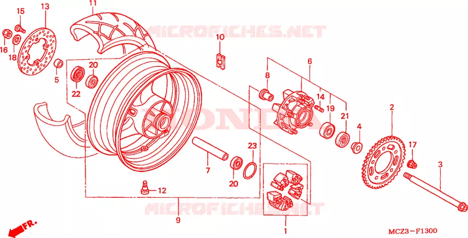 ROUE ARRIERE Honda MOTO 900 HORNET 2006  CB900F5