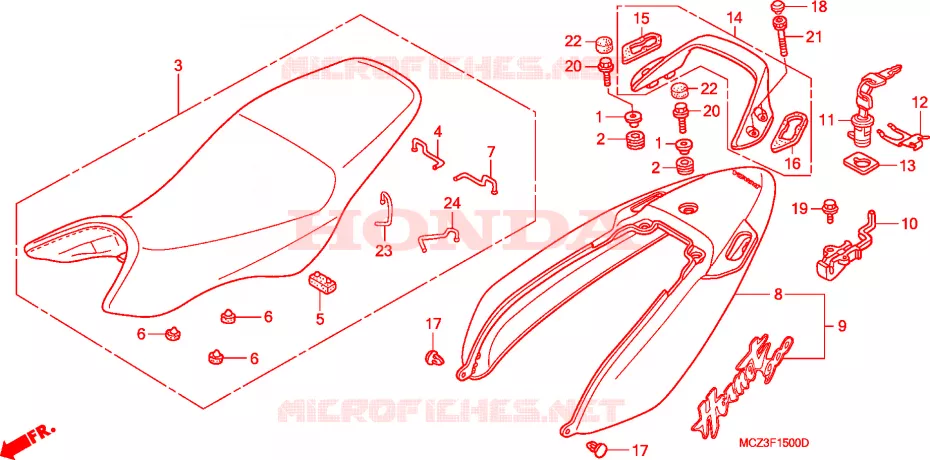 SELLE - CARENAGE ARRIERE Honda MOTO 900 HORNET 2005  CB900F4
