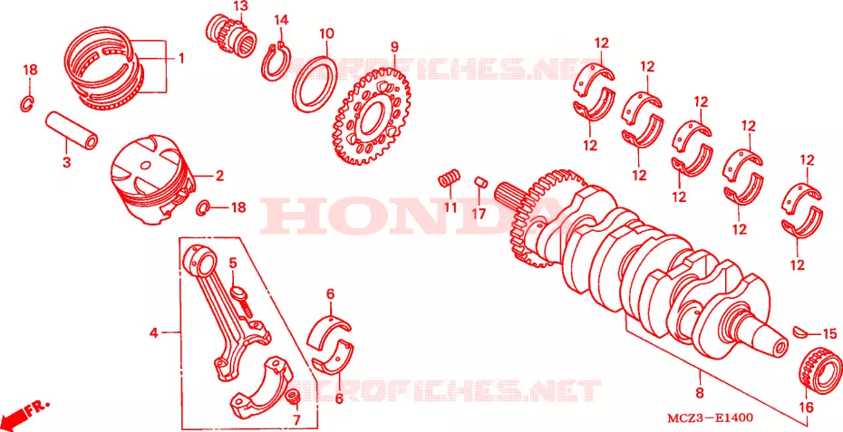 VILEBREQUIN - PISTON Honda MOTO 900 HORNET 2005  CB900F5