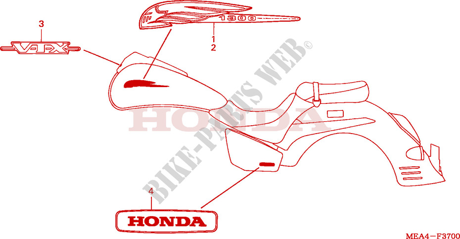 AUTOCOLLANTS pour Honda VTX 1300 de 2005