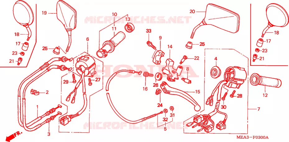 COMMODOS - POIGNEES - LEVIERS - CABLES Honda MOTO 1300 VTX 2003  VTX1300S3