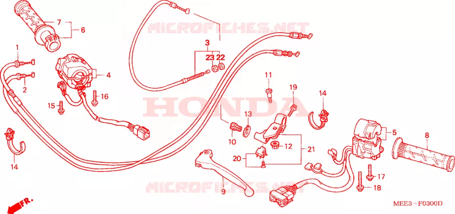 LEVIER DE GUIDON - CABLE - COMMODO Honda MOTO 600 CBR 2004  CBR600RR4