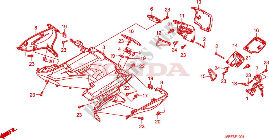BOITE INTERIEURE(FJS400D9/FJS400A) pour Honda SILVER WING 400 de 2009