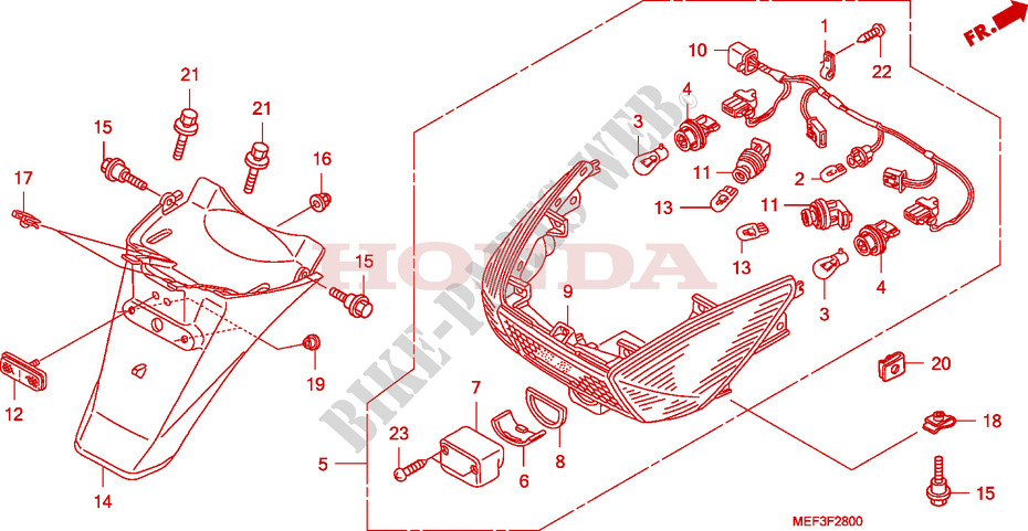 FEU ARRIERE/GARDE BOUE ARRIERE(FJS400D8) pour Honda SILVER WING 400 de 2008