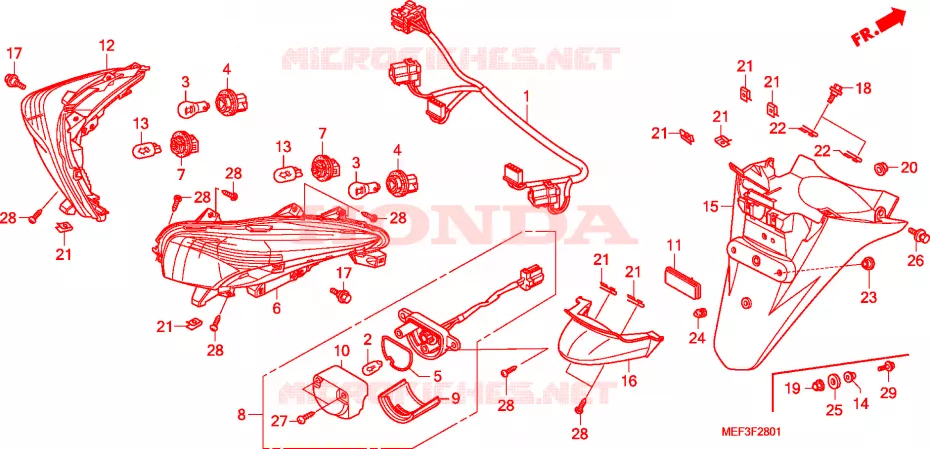 FEU ARRIERE/GARDE-BOUE ARRIERE(FJS400D9/FJS400A) Honda SCOOTER 400 SILVERWING 2012  FJS400D9