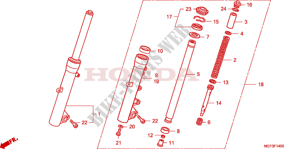 FOURCHE pour Honda SILVER WING 400 de 2014