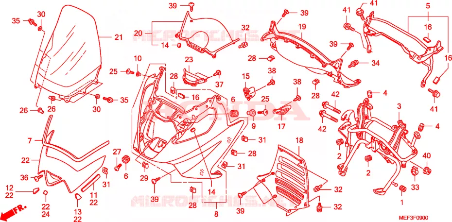 GAINE DE PROTECTION AVANT(FJS400D8) Honda SCOOTER 400 SILVERWING 2008  FJS400D8