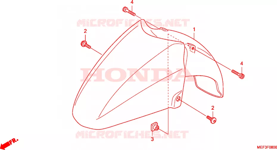 GARDE BOUE AVANT(FJS400D8) Honda SCOOTER 400 SILVERWING 2008  FJS400D8