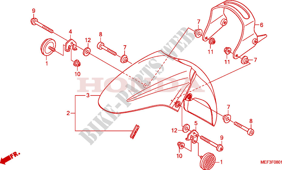 GARDE BOUE AVANT(FJS400D9/FJS400A) pour Honda SILVER WING 400 de 2009
