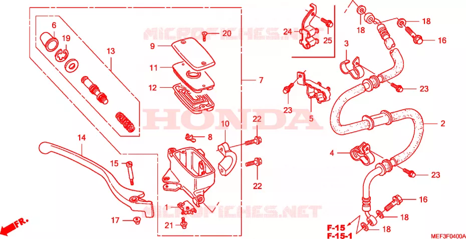 MAITRE CYLINDRE DE FREIN AVANT Honda SCOOTER 400 SILVERWING 2011  FJS400D9