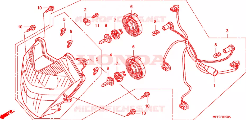 PROJECTEUR(FJS400D8) Honda SCOOTER 400 SILVERWING 2008  FJS400D8