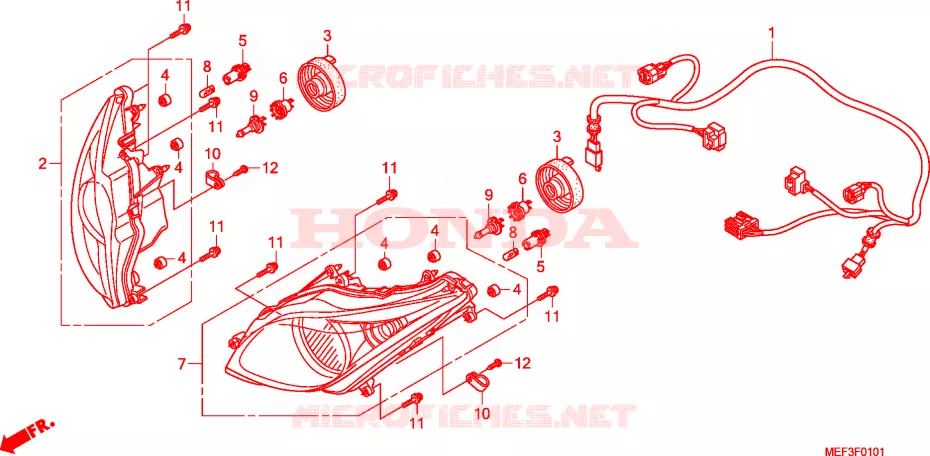 PROJECTEUR(FJS400D9/FJS400A) Honda SCOOTER 400 SILVERWING 2011  FJS400D9