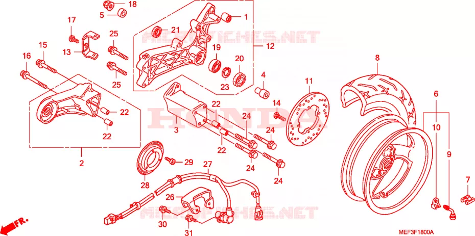 ROUE ARRIERE Honda SCOOTER 400 SILVERWING 2012  FJS400D9