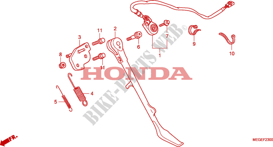 BEQUILLE LATERALE pour Honda SHADOW VT 750 AERO de 2010