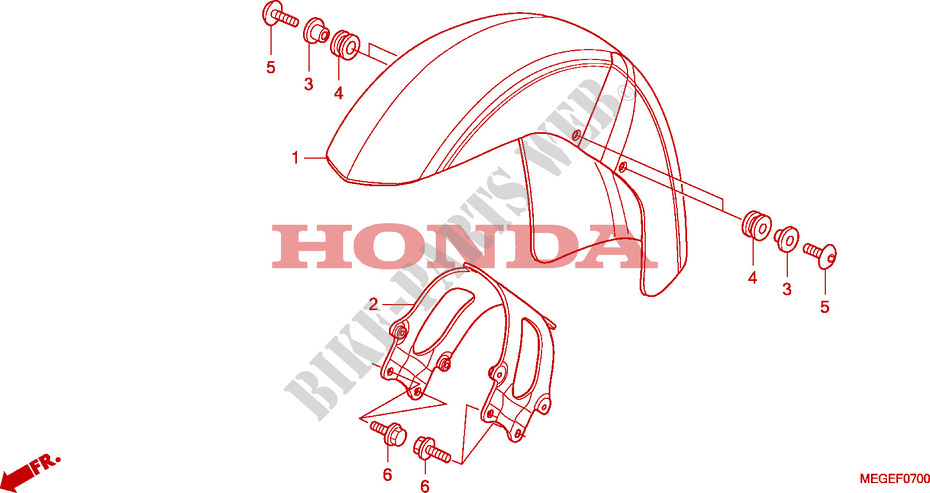GARDE BOUE AVANT pour Honda SHADOW VT 750 AERO de 2009