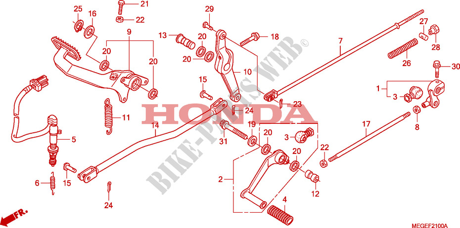PEDALE(EXCEPT KO) pour Honda SHADOW VT 750 ABS de 2008