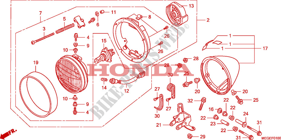 PHARE pour Honda SHADOW VT 750 AERO de 2009