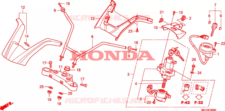 GUIDON - TE DE FOURCHE Honda MOTO 700 DN01 2009  NSA700A9
