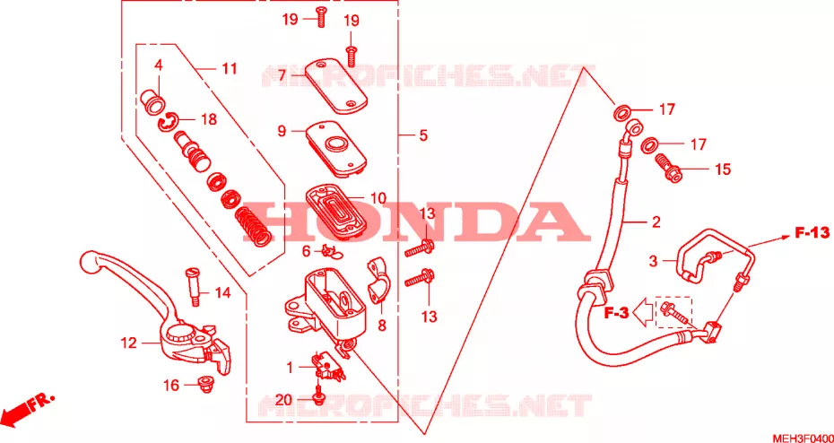 MAITRE CYLINDRE DE FREIN AVANT Honda MOTO 700 DN01 2009  NSA700A9