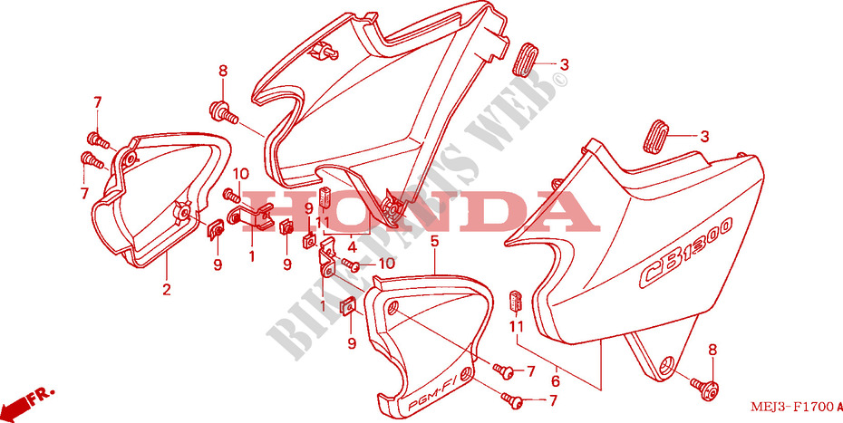 COUVERCLE LATERAL(CB1300F/F1) pour Honda CB 1300 BI COULEUR de 2003
