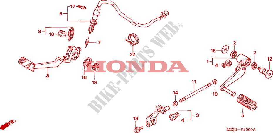 PEDALE pour Honda CB 1300 BI COULEUR de 2003