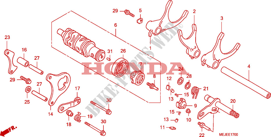 BARILLET DE SELECTION   FOURCHETTE DE SELECTION pour Honda CB 1300 S FAIRING de 2007