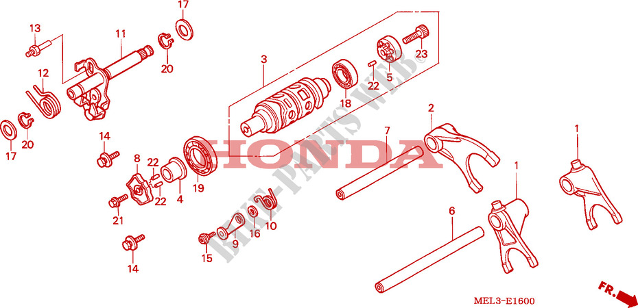 BARILLET DE SELECTION pour Honda CBR 1000 RR FIREBLADE de 2004