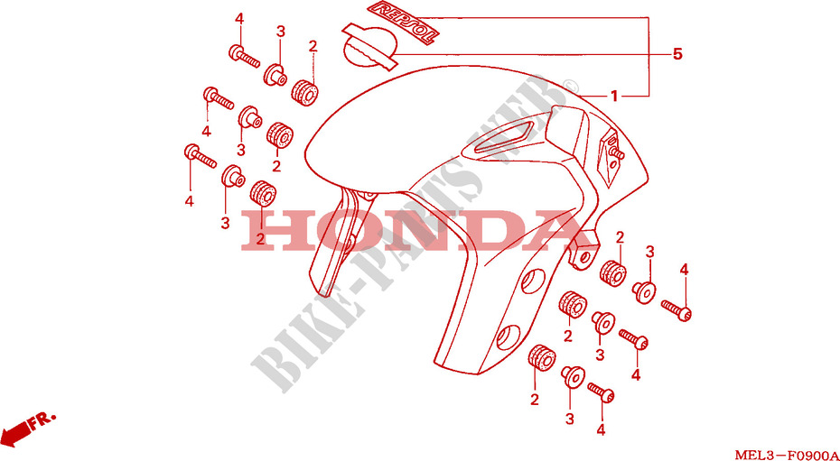 GARDE BOUE AVANT pour Honda CBR 1000 RR FIREBLADE de 2006