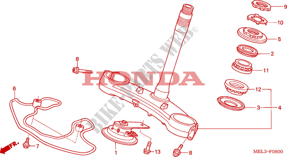 TE DE FOURCHE pour Honda CBR 1000 RR FIREBLADE REPSOL de 2005