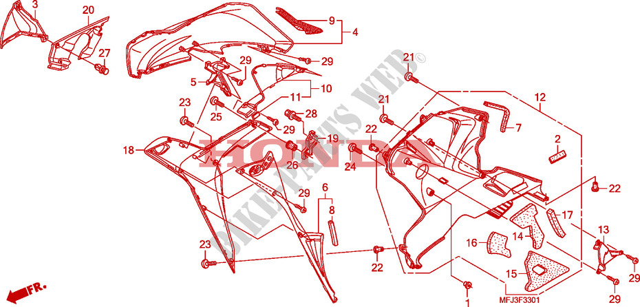 CAPOT INFERIEUR(D.)(CBR600RR9,A,B/RA9,A,B) pour Honda CBR 600 RR ABS de 2009