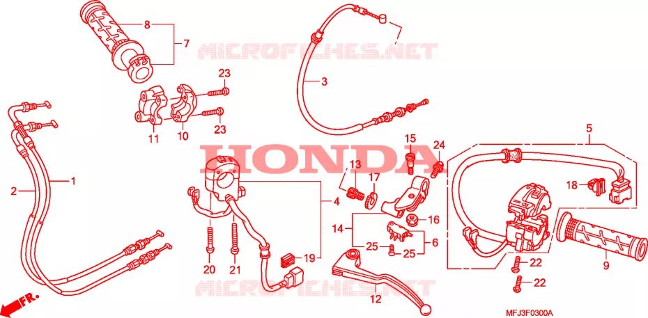 LEVIER DE GUIDON - CABLE - COMMODO Honda MOTO 600 CBR 2010  CBR600RAA