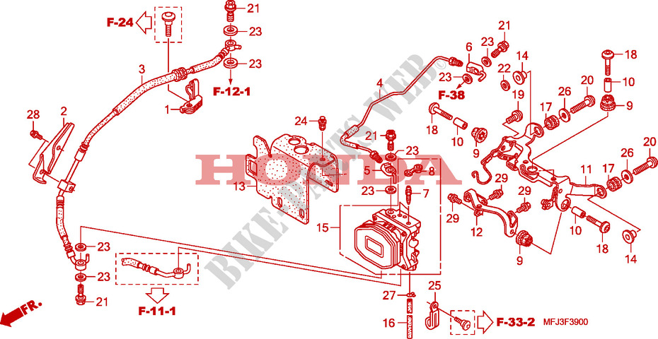 SYSTEME DE SOUPAPES ARRIERE(CBR600RA) pour Honda CBR 600 RR GREY ORANGE de 2011