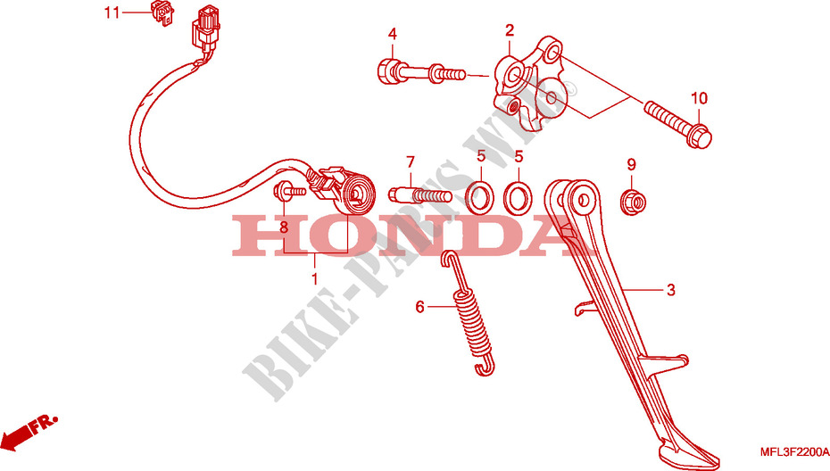 BEQUILLE pour Honda CBR 1000 RR FIREBLADE NOIRE de 2010