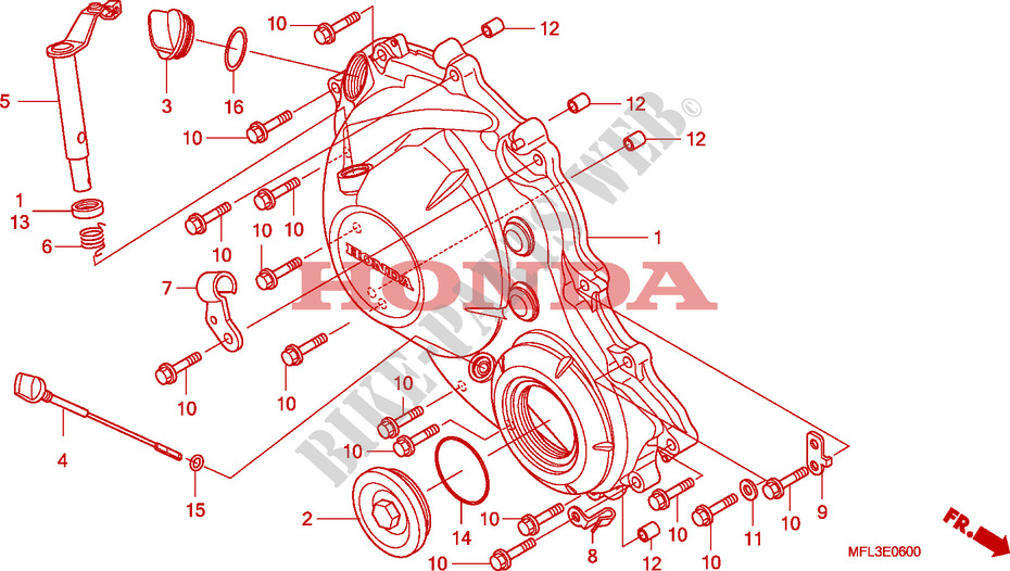 CARTER MOTEUR DROIT pour Honda CBR 1000 RR FIREBLADE PRETO de 2010