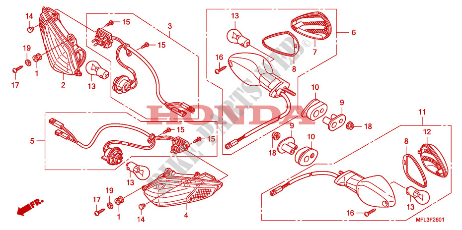 CLIGNOTANT(CBR1000RR9,A,B/RA9,A,B) pour Honda CBR 1000 RR FIREBLADE TRICOLORE de 2010