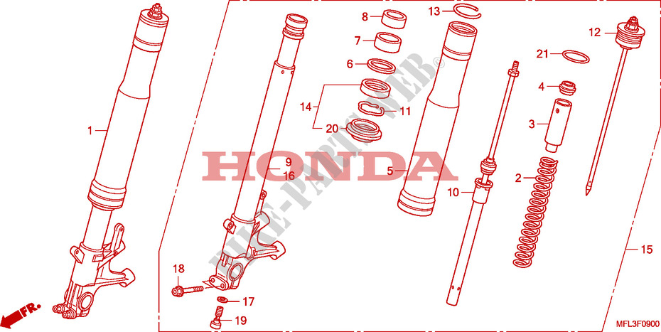 FOURCHE pour Honda CBR 1000 RR FIREBLADE ABS TRICOLORE de 2011
