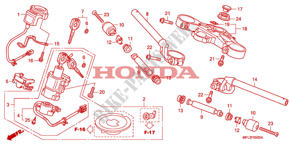 GUIDON   TE DE FOURCHE pour Honda CBR 1000 RR FIREBLADE ABS PRETO de 2011