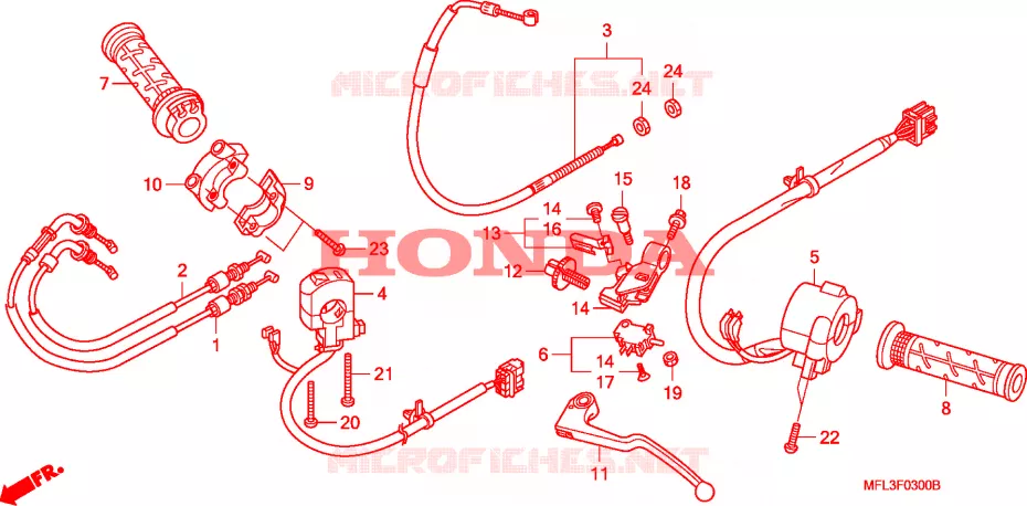 LEVIER DE GUIDON - CABLE - COMMODO Honda MOTO 1000 CBR 2011  CBR1000RAB