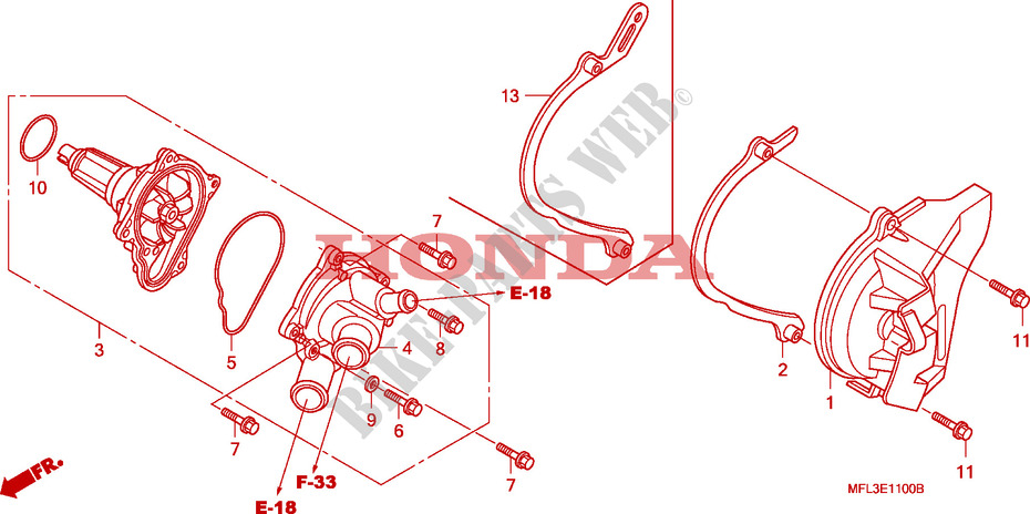 POMPE A EAU pour Honda CBR 1000 RR FIREBLADE LARANJA de 2010