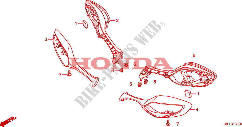 RETROVISEUR pour Honda CBR 1000 RR FIREBLADE BLACK de 2010