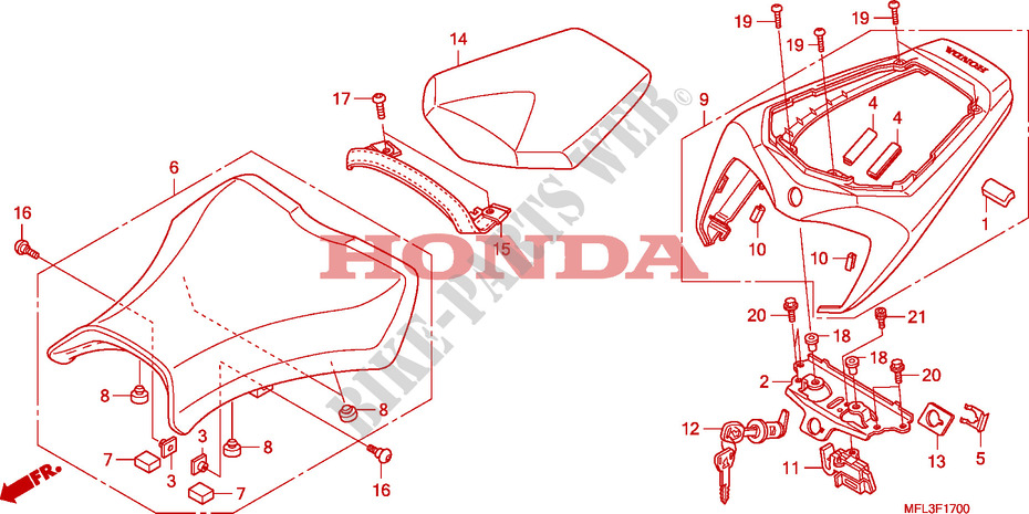 SELLE pour Honda CBR 1000 RR FIREBLADE de 2008