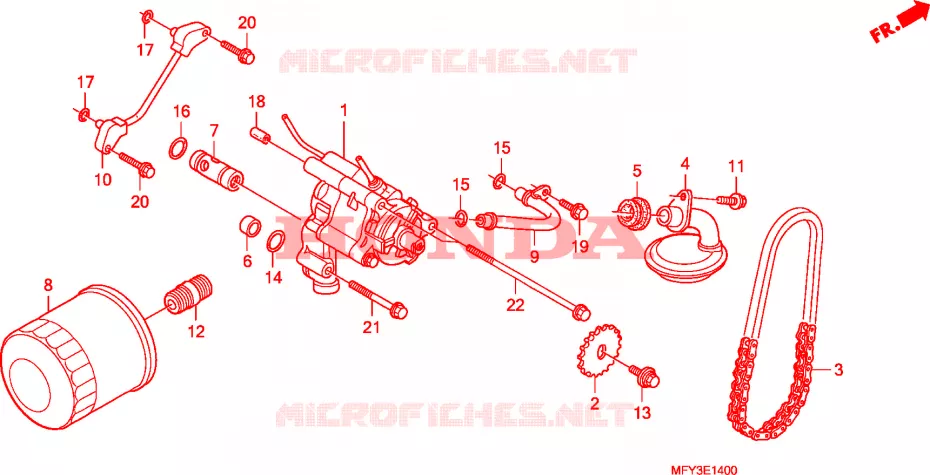 FILTRE A HUILE - POMPE A HUILE Honda MOTO 1300 VT 2011  VT1300CSAB