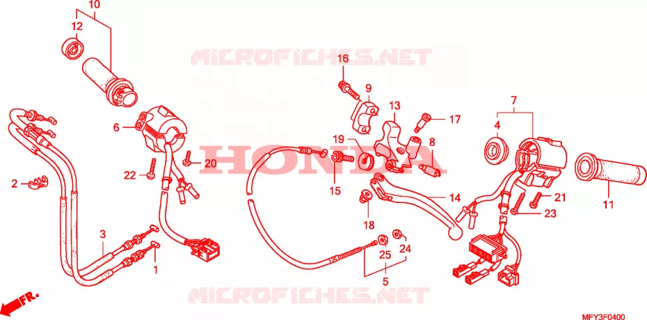 LEVIER DE GUIDON - CABLE - COMMODO Honda MOTO 1300 VT 2010  VT1300CRAA